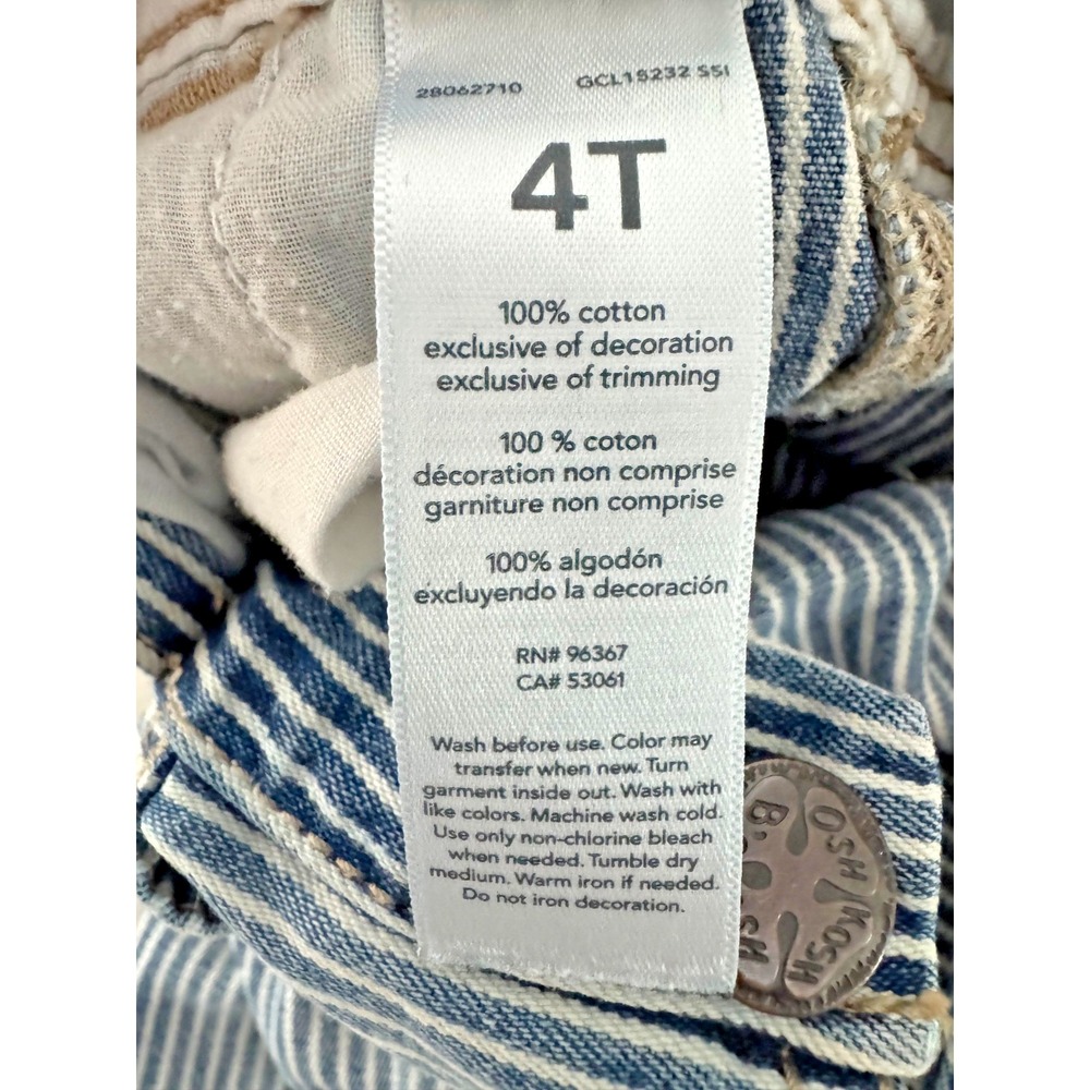 Vintage OshKosh B'Gosh Vestbak Hickory Stripe Overalls 4T Railroad Denim - Picture 6 of 13